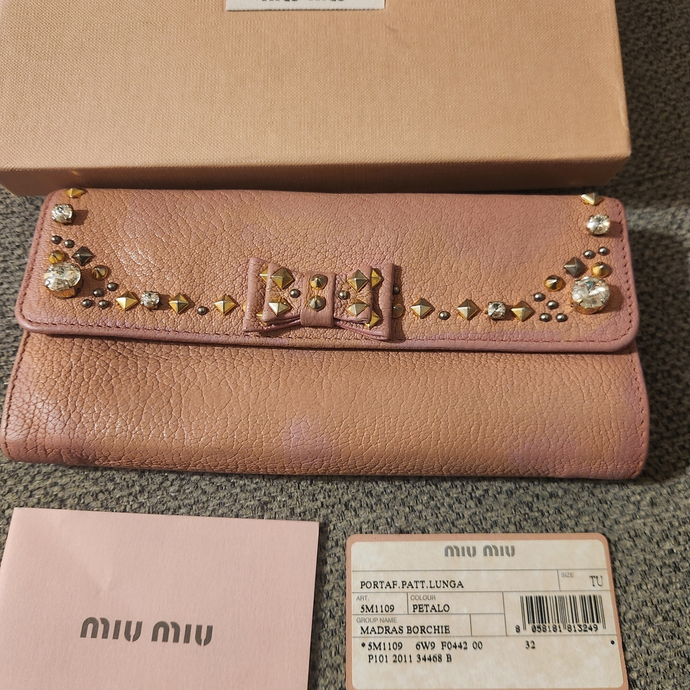 Miu Miu Petal Pink Embellished Wallet